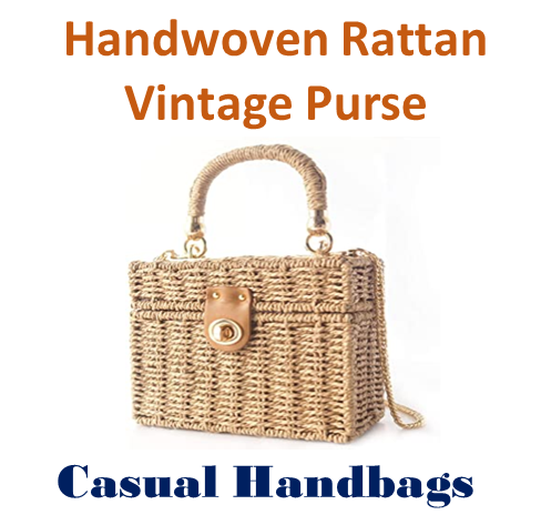 JIYALI Handwoven Rattan Vintage Purse Bag Natural Chic Casual Handbag Beach Sea Tote Basket Straw Vacation Bag
